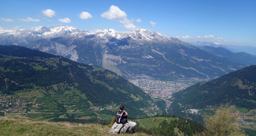 Aussicht vom Churer Joch auf Chur und Calanda Aussicht vom Churer Joch auf Chur und Calanda